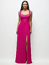 Front View Thumbnail - Think Pink Contoured Wide Strap Sweetheart Maxi Dress