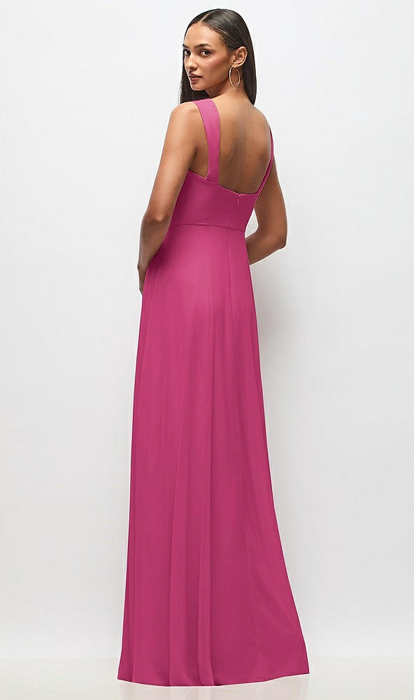 Back View - Tea Rose Contoured Wide Strap Sweetheart Maxi Dress