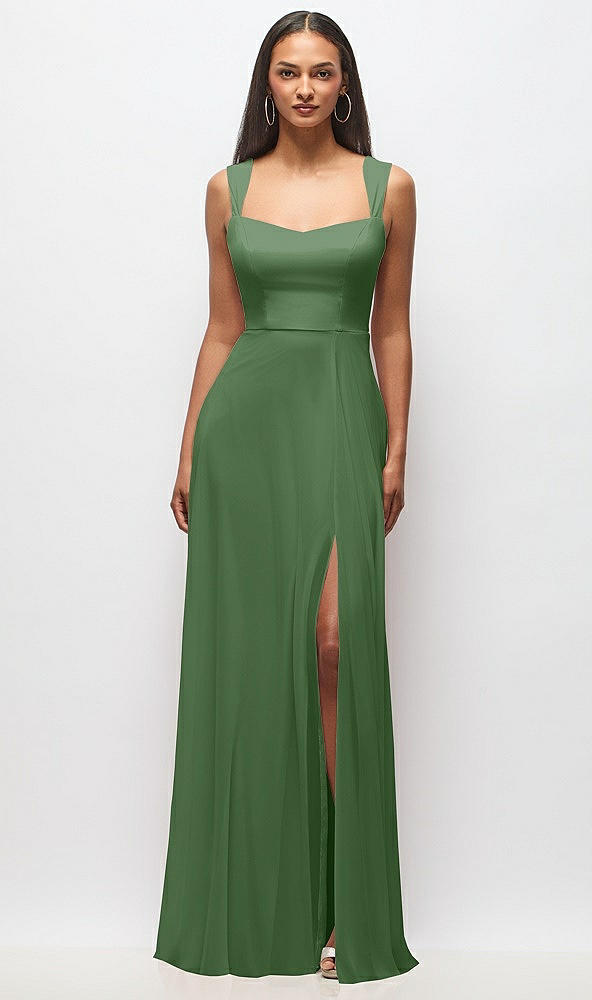 Front View - Vineyard Green Contoured Wide Strap Sweetheart Maxi Dress