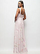 Rear View Thumbnail - Watercolor Print Contoured Wide Strap Sweetheart Maxi Dress