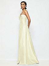 Alt View 2 Thumbnail - Butter Yellow Bow Cuff Strapless Satin Ball Gown with Pockets