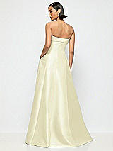 Alt View 3 Thumbnail - Butter Yellow Bow Cuff Strapless Satin Ball Gown with Pockets