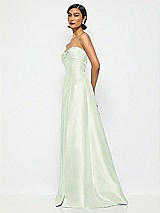 Alt View 2 Thumbnail - Mint Green Bow Cuff Strapless Satin Ball Gown with Pockets