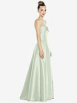 Side View Thumbnail - Mint Green Bow Cuff Strapless Satin Ball Gown with Pockets