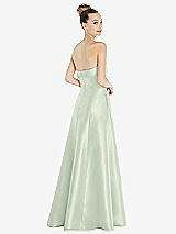 Rear View Thumbnail - Mint Green Bow Cuff Strapless Satin Ball Gown with Pockets