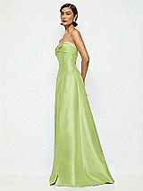 Alt View 2 Thumbnail - Mojito Bow Cuff Strapless Satin Ball Gown with Pockets