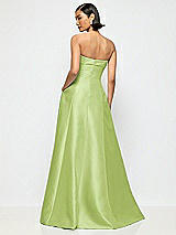 Alt View 3 Thumbnail - Mojito Bow Cuff Strapless Satin Ball Gown with Pockets