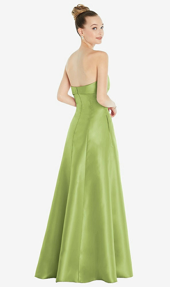 Back View - Mojito Bow Cuff Strapless Satin Ball Gown with Pockets