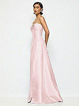 Alt View 2 Thumbnail - Ballet Pink Bow Cuff Strapless Satin Ball Gown with Pockets