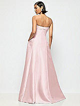 Alt View 3 Thumbnail - Ballet Pink Bow Cuff Strapless Satin Ball Gown with Pockets