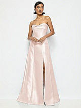 Alt View 1 Thumbnail - Blush Bow Cuff Strapless Satin Ball Gown with Pockets