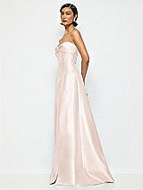 Alt View 2 Thumbnail - Blush Bow Cuff Strapless Satin Ball Gown with Pockets