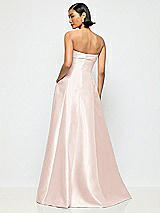 Alt View 3 Thumbnail - Blush Bow Cuff Strapless Satin Ball Gown with Pockets