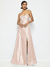 Alt View 1 Thumbnail - Cameo Bow Cuff Strapless Satin Ball Gown with Pockets