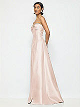 Alt View 2 Thumbnail - Cameo Bow Cuff Strapless Satin Ball Gown with Pockets