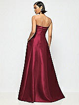 Alt View 3 Thumbnail - Cabernet Bow Cuff Strapless Satin Ball Gown with Pockets