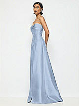 Alt View 2 Thumbnail - Cloudy Bow Cuff Strapless Satin Ball Gown with Pockets
