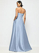 Alt View 3 Thumbnail - Cloudy Bow Cuff Strapless Satin Ball Gown with Pockets