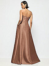 Alt View 3 Thumbnail - Cognac Bow Cuff Strapless Satin Ball Gown with Pockets