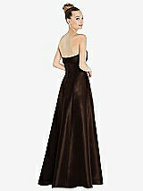 Rear View Thumbnail - Espresso Bow Cuff Strapless Satin Ball Gown with Pockets