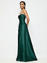 Alt View 2 Thumbnail - Evergreen Bow Cuff Strapless Satin Ball Gown with Pockets