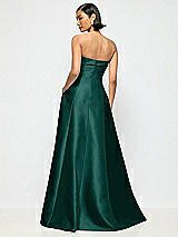 Alt View 3 Thumbnail - Evergreen Bow Cuff Strapless Satin Ball Gown with Pockets