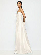 Alt View 2 Thumbnail - Ivory Bow Cuff Strapless Satin Ball Gown with Pockets
