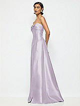 Alt View 2 Thumbnail - Lilac Haze Bow Cuff Strapless Satin Ball Gown with Pockets
