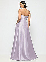 Alt View 3 Thumbnail - Lilac Haze Bow Cuff Strapless Satin Ball Gown with Pockets