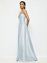 Alt View 2 Thumbnail - Mist Bow Cuff Strapless Satin Ball Gown with Pockets
