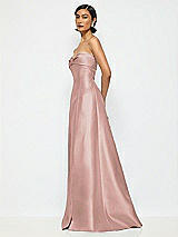 Alt View 2 Thumbnail - Neu Nude Bow Cuff Strapless Satin Ball Gown with Pockets
