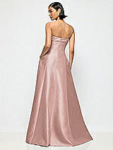 Alt View 3 Thumbnail - Neu Nude Bow Cuff Strapless Satin Ball Gown with Pockets