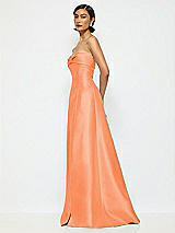 Alt View 2 Thumbnail - Portofino Orange Bow Cuff Strapless Satin Ball Gown with Pockets