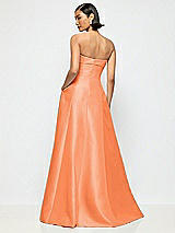 Alt View 3 Thumbnail - Portofino Orange Bow Cuff Strapless Satin Ball Gown with Pockets