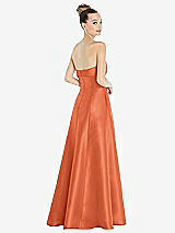 Rear View Thumbnail - Portofino Orange Bow Cuff Strapless Satin Ball Gown with Pockets
