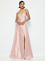 Alt View 1 Thumbnail - Rose Bow Cuff Strapless Satin Ball Gown with Pockets