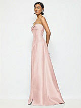 Alt View 2 Thumbnail - Rose Bow Cuff Strapless Satin Ball Gown with Pockets