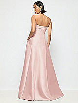 Alt View 3 Thumbnail - Rose Bow Cuff Strapless Satin Ball Gown with Pockets