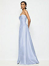 Alt View 2 Thumbnail - Sky Blue Bow Cuff Strapless Satin Ball Gown with Pockets