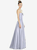 Side View Thumbnail - Silver Dove Bow Cuff Strapless Satin Ball Gown with Pockets