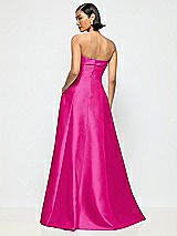Alt View 3 Thumbnail - Think Pink Bow Cuff Strapless Satin Ball Gown with Pockets