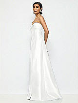 Alt View 2 Thumbnail - White Bow Cuff Strapless Satin Ball Gown with Pockets