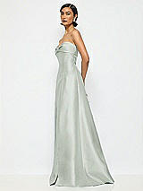 Alt View 2 Thumbnail - Willow Green Bow Cuff Strapless Satin Ball Gown with Pockets