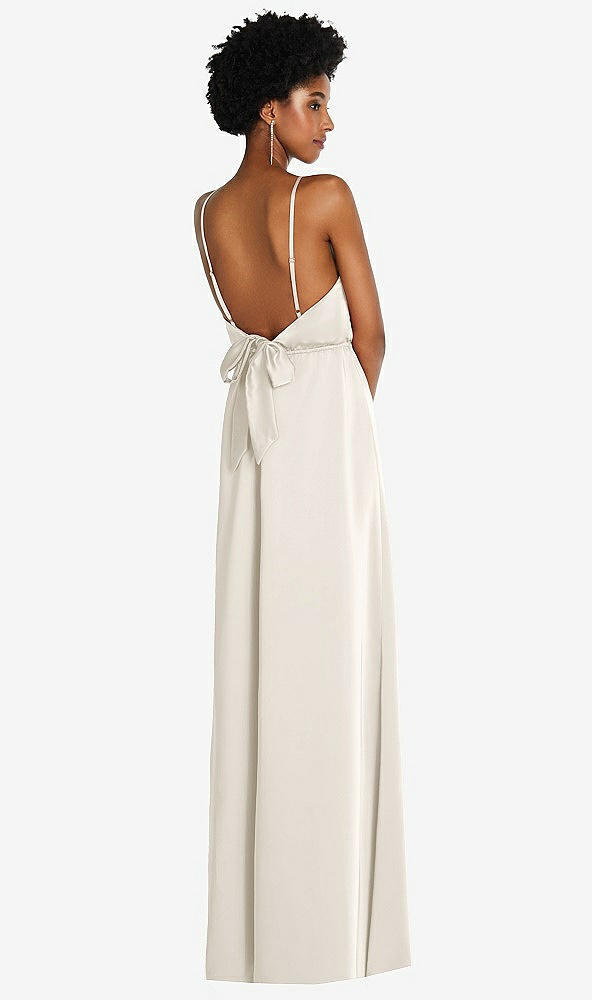 Back View - Ivory Low Tie-Back Maxi Dress with Adjustable Skinny Straps