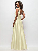Rear View Thumbnail - Butter Yellow Sleeveless Square-Neck Princess Line Gown with Pockets