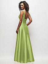 Rear View Thumbnail - Mojito Sleeveless Square-Neck Princess Line Gown with Pockets