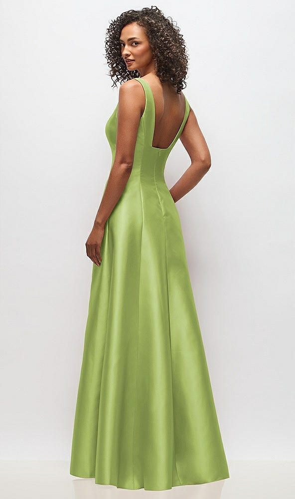 Back View - Mojito Sleeveless Square-Neck Princess Line Gown with Pockets