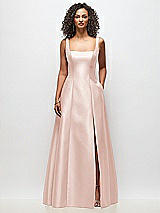 Front View Thumbnail - Blush Sleeveless Square-Neck Princess Line Gown with Pockets