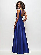 Rear View Thumbnail - Cobalt Blue Sleeveless Square-Neck Princess Line Gown with Pockets