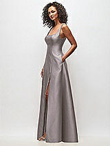 Side View Thumbnail - Cashmere Gray Sleeveless Square-Neck Princess Line Gown with Pockets